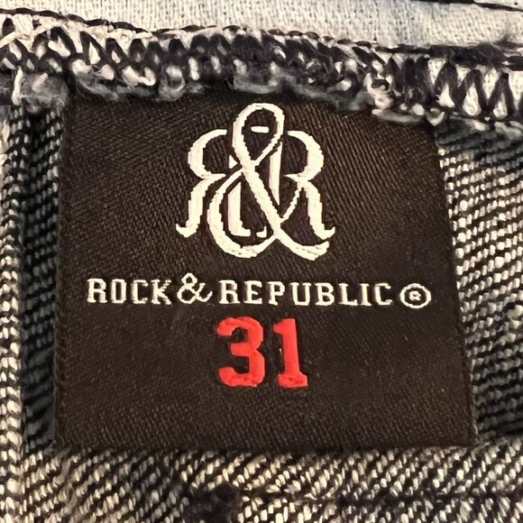 Rock & Republic Women's Navy Denim Jeans Size 31 Kasandra Flared Leg Mid Rise - Picture 10 of 12